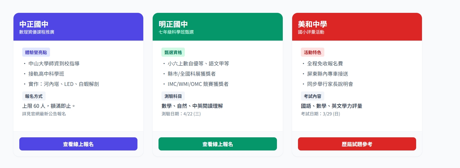 115年度屏東國中特色班級(課程)入學資訊導覽