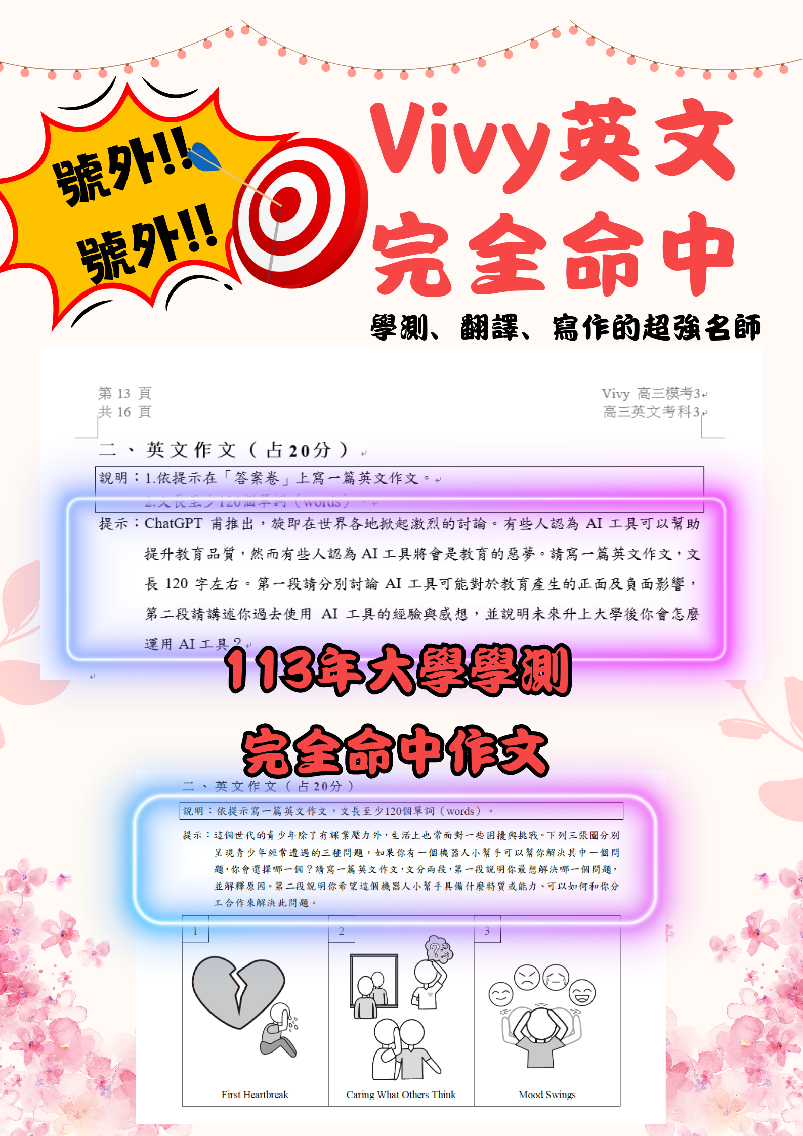 狂賀VIVY ENGLISH 113高中學測完全命中作文題目