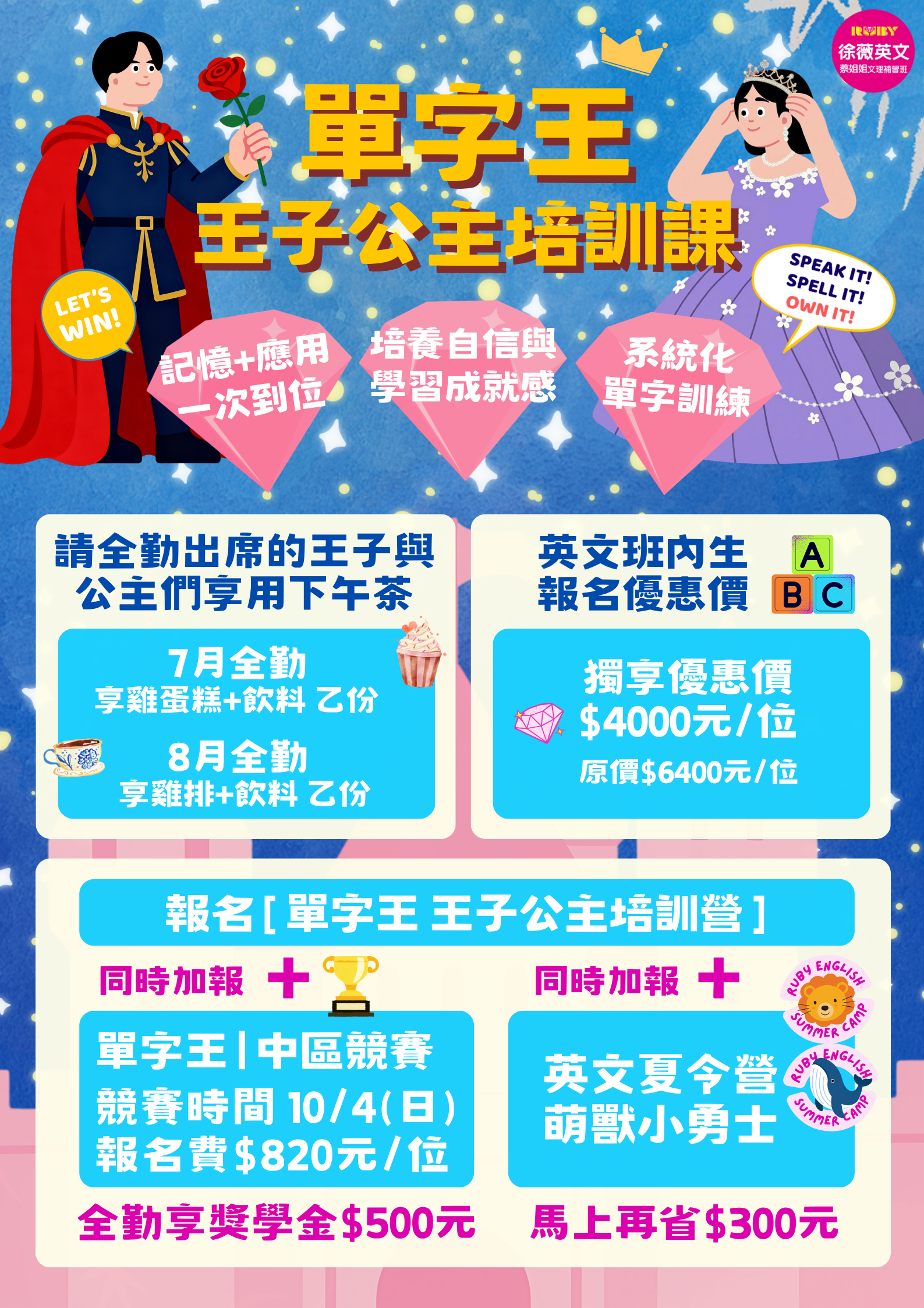👑 英文單字王 王子公主培訓課