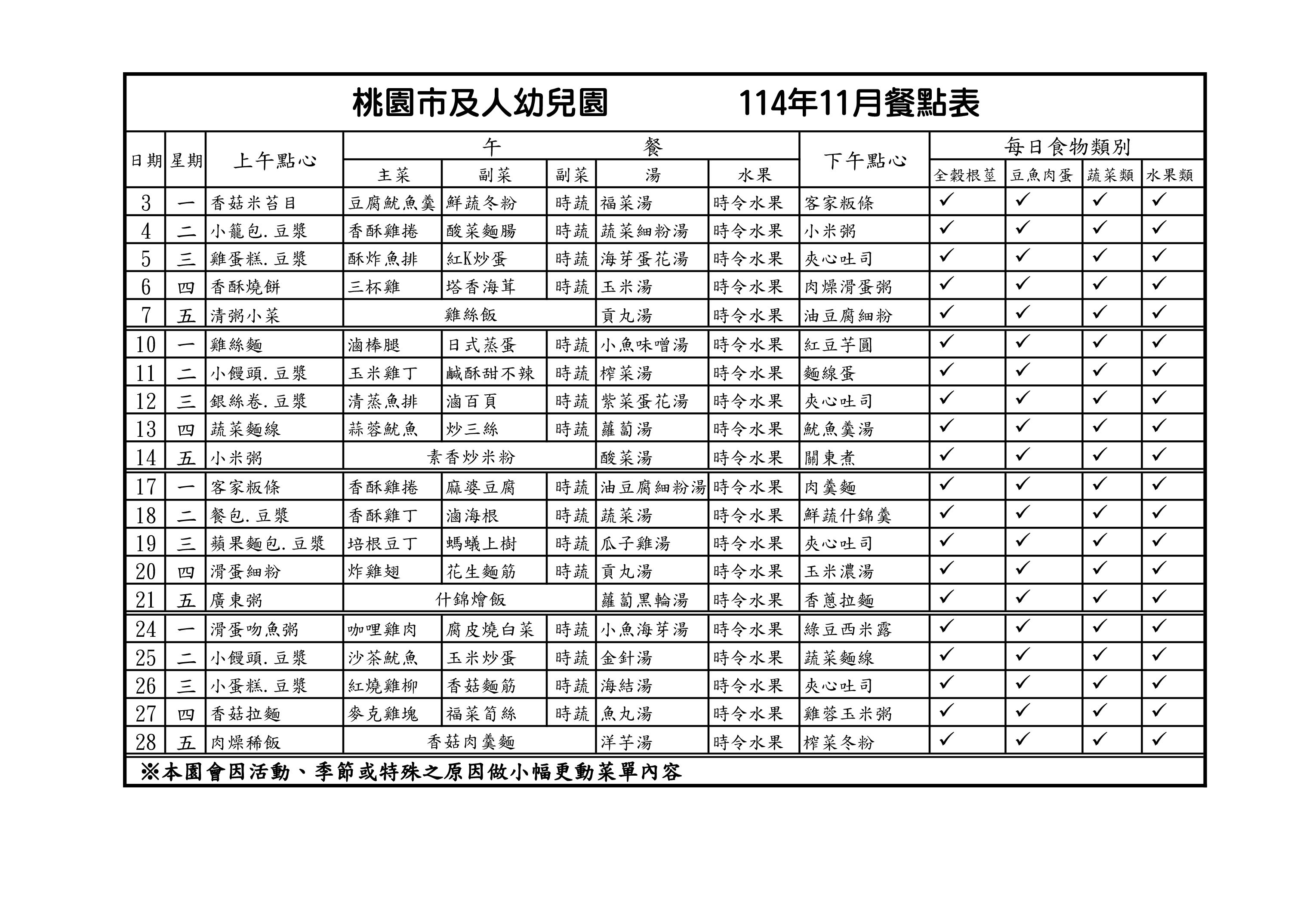 114.11月餐點表