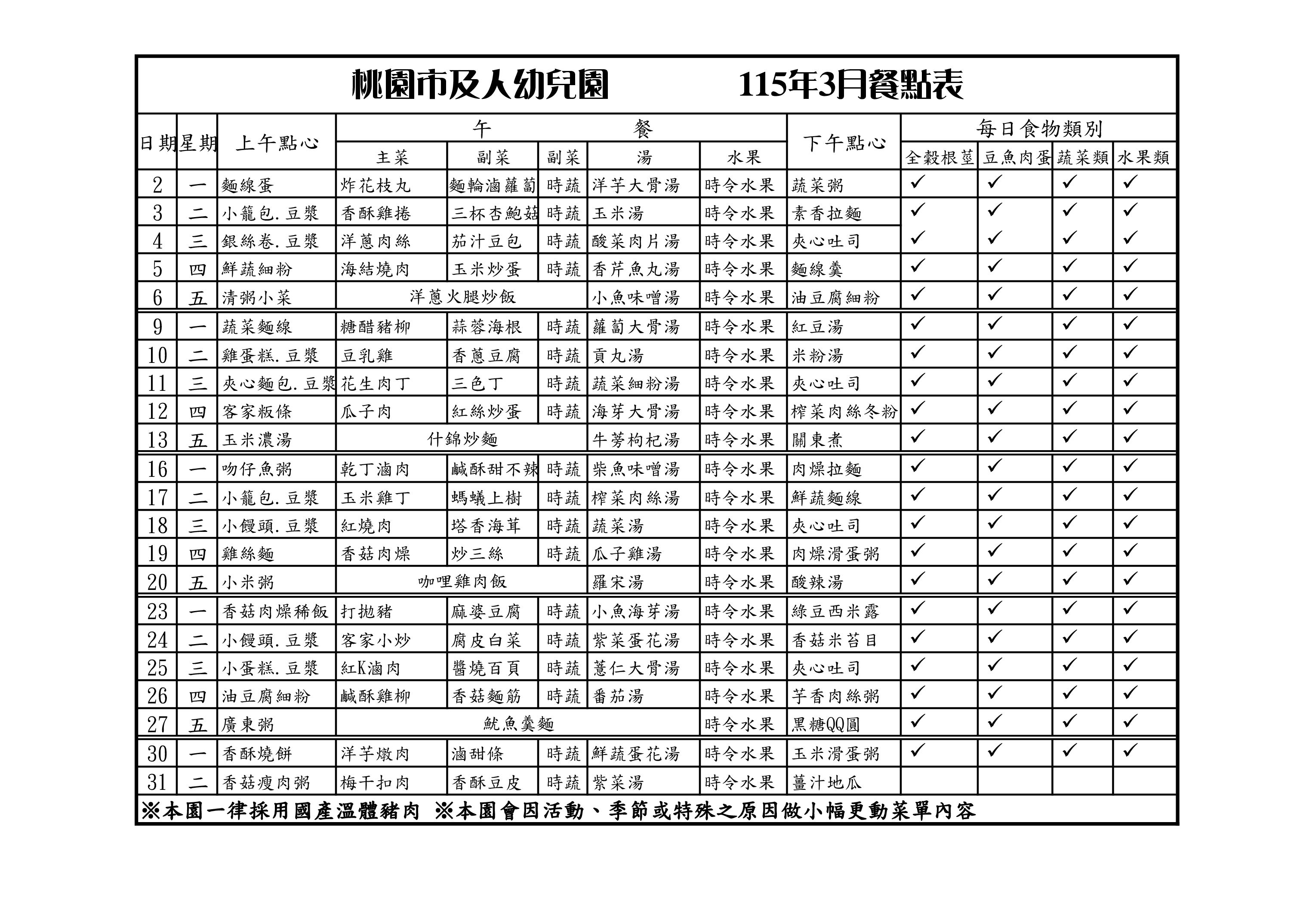 115.3月份餐點表