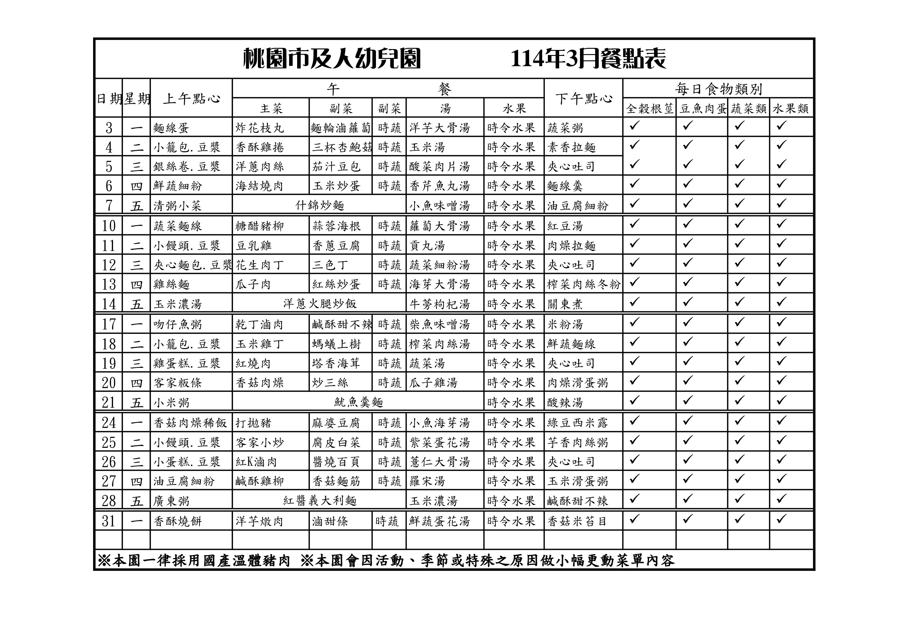 114.3月餐點表